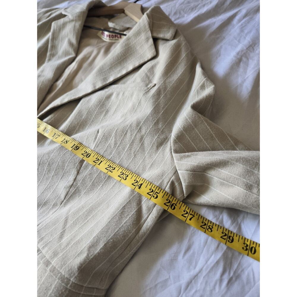 Free People Oversized Layering Menswear Reggie Blazer Khaki Stripe Medium Preppy - Picture 11 of 12